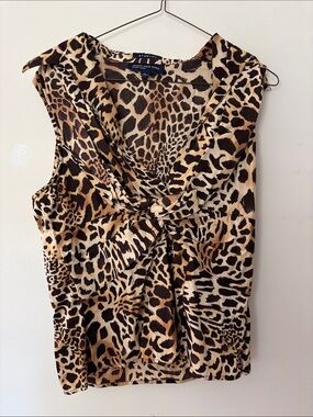 Jones New York Leopard-Print Twist-Front Camisole - Tan/Brown